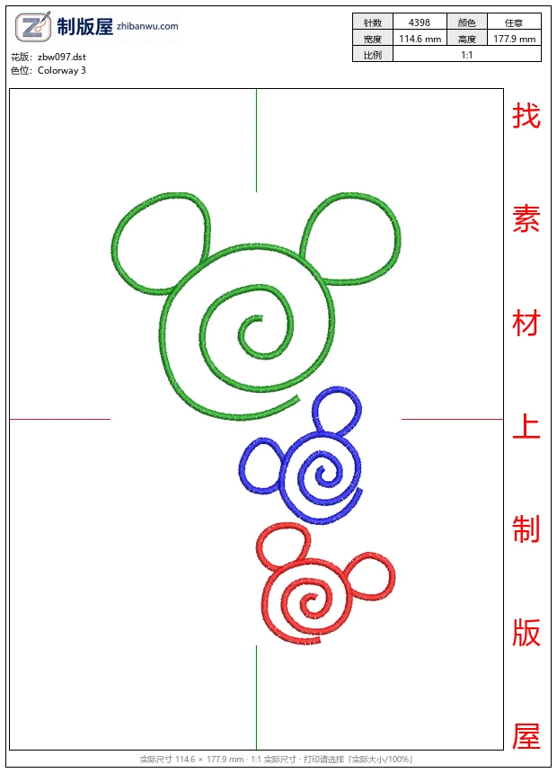 zbw097_螺旋米奇头像图案_抽像卡通形像图案图案