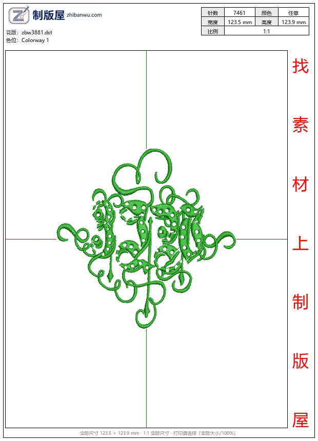 zbw3881_绿色藤蔓装饰图案_免费花样