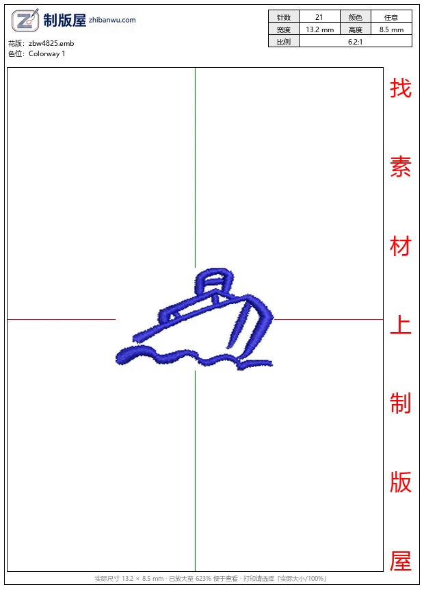zbw4825_蓝色线条勾勒的船形图案_免费花样