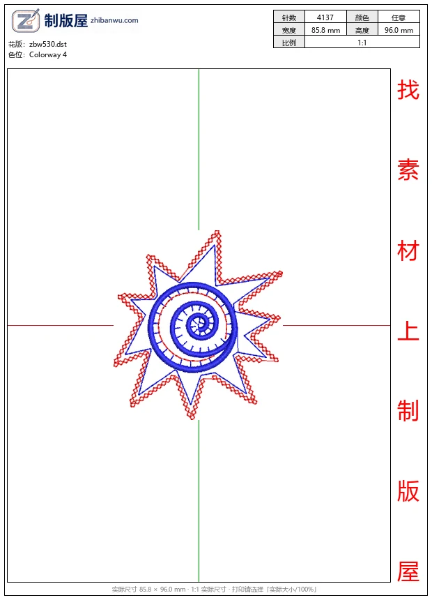 zbw530_螺旋星形图案设计_免费小花系列5千针以下
