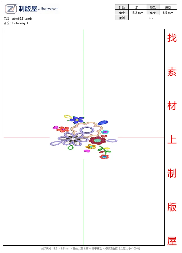 zbw6221_彩色刺绣花卉图案_免费花样
