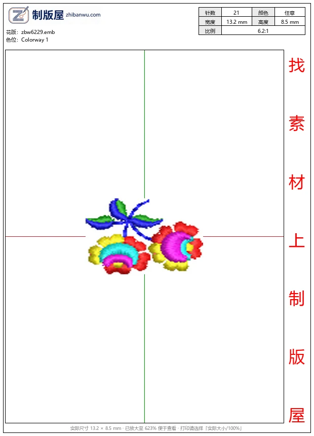 zbw6229_彩色刺绣花朵图案_免费花样