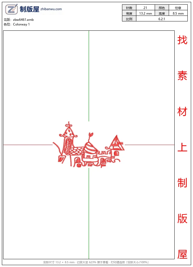zbw6461_红色线条构成的奇幻城堡_免费花样