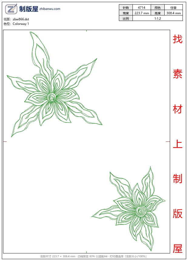 zbw866_绿色花卉图案装饰图_免费小花系列5千针以下