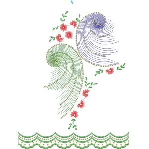 彩色螺旋花卉刺绣图案