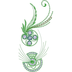 绿色植物刺绣设计图