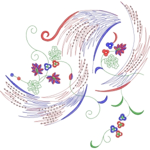 彩色花卉刺绣图案