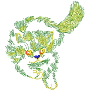 绿色刺绣猫头图案