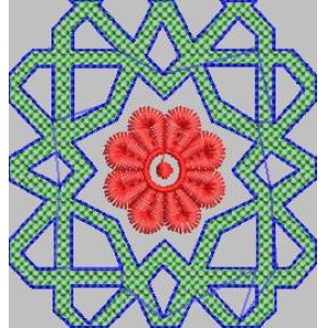 红色花朵装饰几何图案