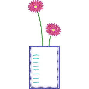 刺绣花朵花瓶图案