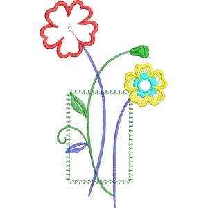 彩色刺绣花卉图案