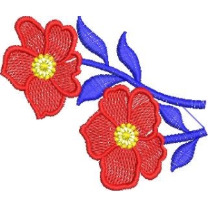 红色花朵刺绣图案