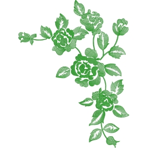 绿色刺绣玫瑰花图案