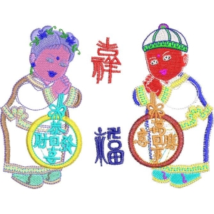 传统刺绣喜庆人物图案