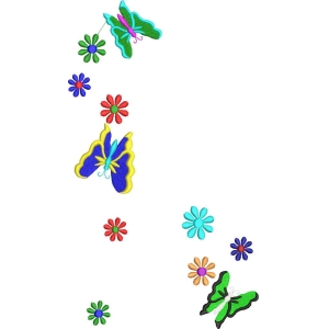 彩色蝴蝶与花朵图案