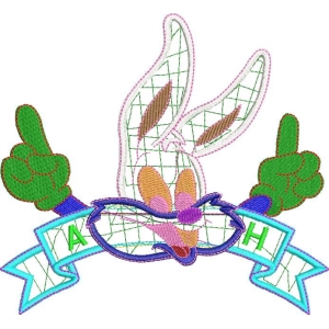 兔子手势标语刺绣图案