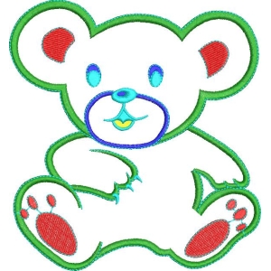 绿色边框小熊刺绣图案