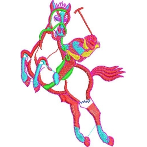 彩色刺绣骑马者