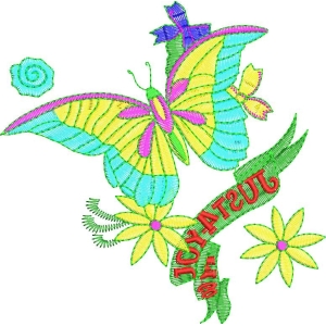 彩色蝴蝶与花朵装饰图案