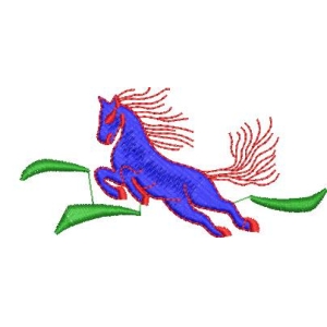蓝色骏马跃动图案
