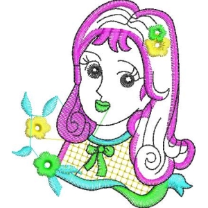 彩色刺绣女孩头像