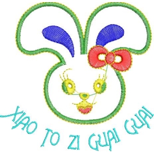 卡通兔子刺绣图案