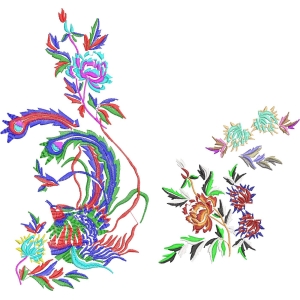 彩色刺绣花卉图案