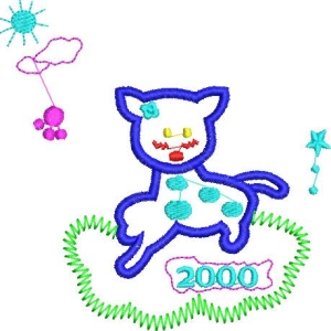蓝色猫咪2000年吉祥图案
