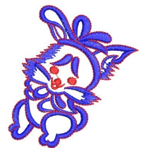 蓝色卡通兔子刺绣图案