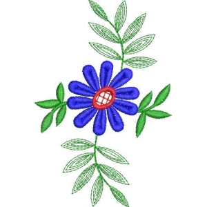 蓝色花朵刺绣图案