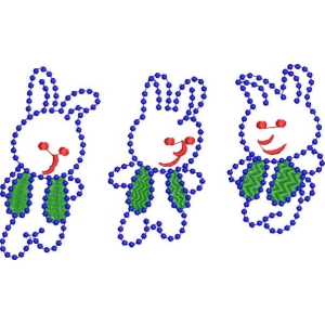 三只蓝色珠子兔子图案