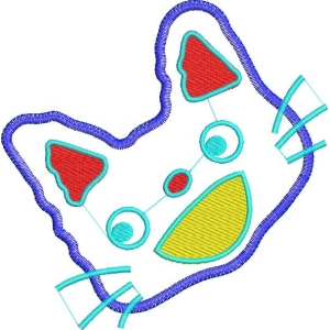 卡通猫脸刺绣图案