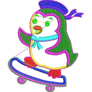 滑板企鹅卡通形象
