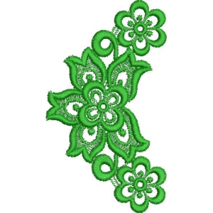 绿色刺绣花卉图案
