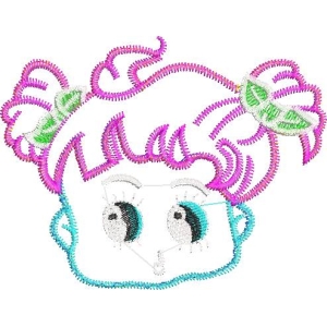 卡通女孩刺绣头像