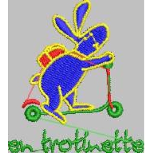 蓝色兔子骑滑板车