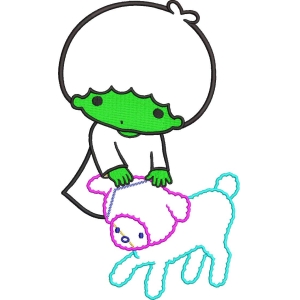 绿色小人抱小狗