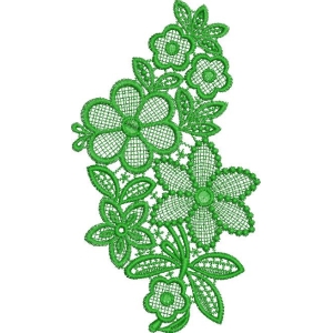 绿色蕾丝花卉刺绣图案
