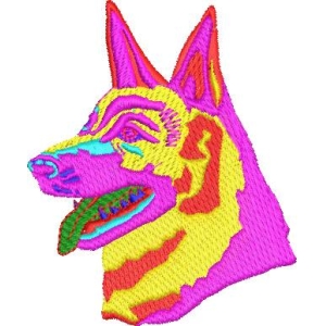 彩色刺绣德国牧羊犬头像