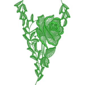 绿色刺绣花卉图案