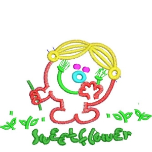 卡通女孩与花朵图案