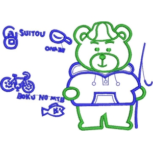 卡通熊钓鱼图案设计