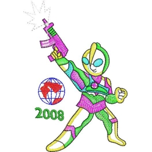 彩色战士举枪庆祝2008