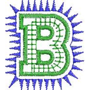 绿色字母B刺绣图案
