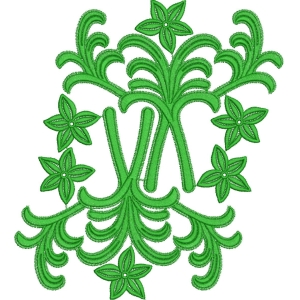 绿色刺绣植物图案