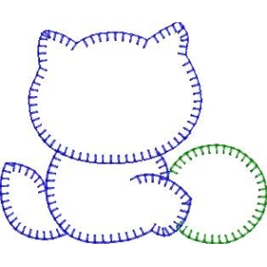 卡通猫轮廓缝线图案