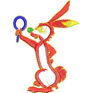 红色兔子持环图案
