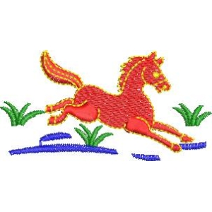红色骏马奔腾图案