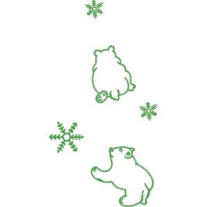 绿色刺绣雪人与雪花图案