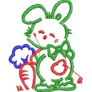 绿色兔子刺绣图案